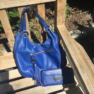 Michael Kors Blue Leather Bag and matching Wallet